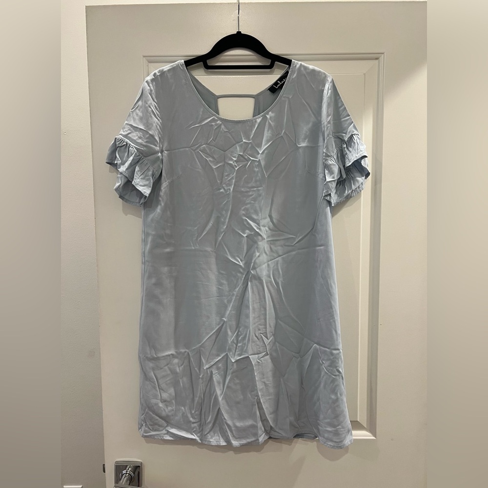 Lulu's Blue Ruffled Short Sleeve Dress